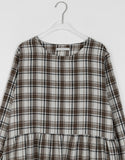 Sui Shirring Flare Check Long One Piece