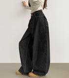 Raw Balloon Fit Volume Long Wide Denim Pants