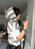 Stripe Mix Hooded Vest Knit
