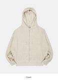 Mild sleeve wamer over knit hood zip-up