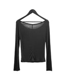 Renne See-through Boat Neck Long Sleeve Tee
