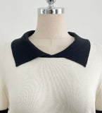 Julien color matching collar pearl sleeve knit