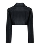 [mnem] leather trench crop jacket