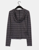 Harit Stripe Button Hooded T-Shirt