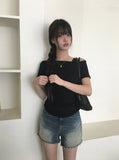 Cannon Layered Shirring Off-Shoulder T-Shirt