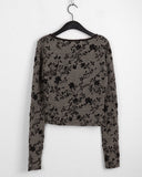 Zlin Paisley Velvet Flower Jacquard Wrap Long-Sleeved T-Shirt