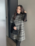 [35% wool] Racquet Round Tweed Mini One Piece