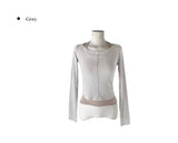 Levan Color Matching Halter Sleeveless Cut Long Sleeve T-shirt Set