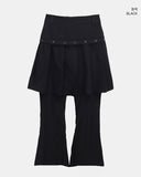 [Fake Layered] Luan Eyelet Layered Midi Skirt with Bootcut Pants