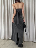 Mulit Side Shirring Strap Halter Sleeveless