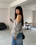 Rainy Lettering Off-Shoulder Sweatshirt