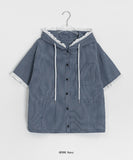 Diltiber Seersucker Check Hood Short Sleeve Shirt