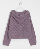 Skida Punching Crop Wool Knit Hood Cardigan