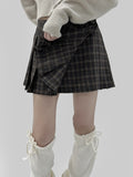 Wool 20%) Nut Check Wrap Mini Skirt