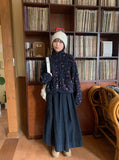 Debenny Banding Corduroy Pintuck Long Skirt