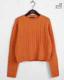 Rolf Cable Round Crop Long Sleeve Knit