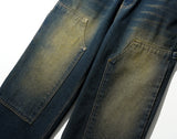 Yellow Washing Double Knee Denim Pants