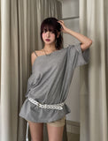 Plie shoulder snap button short sleeve