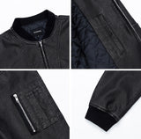 Overfit Washed Leather Bomber Jumper