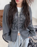 Delrin Print Knit Hood Zip-Up