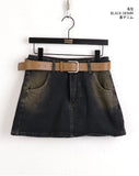 [Belt Set] Konya Y2K Washing Denim Mini Skirt