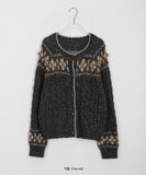 Yokun bokashi pom pom knit cardigan