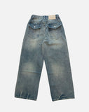 Back pocket wide denim pants