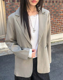 [Belt SET] Vichy Lapel Collar Overfit Blazer Jacket