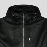 Don't Leather Knit Color Matching Hood Zip-Up