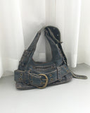 Dipple Y2K Eyelet Belt Denim Shoulder Bag