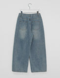 Dronghin Dart Washing Denim Wide Pants