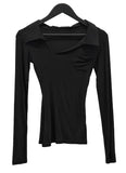 Allv See-Through Unbalanced Collar Tee