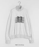 [unisex] Puhini printing over half zip-up sweatshirt