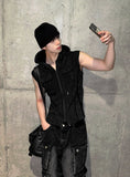 Pigment Sleeveless Line Hood Zip-up