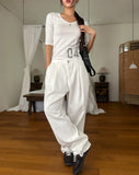 Nunt pintuck stitch wide cotton pants
