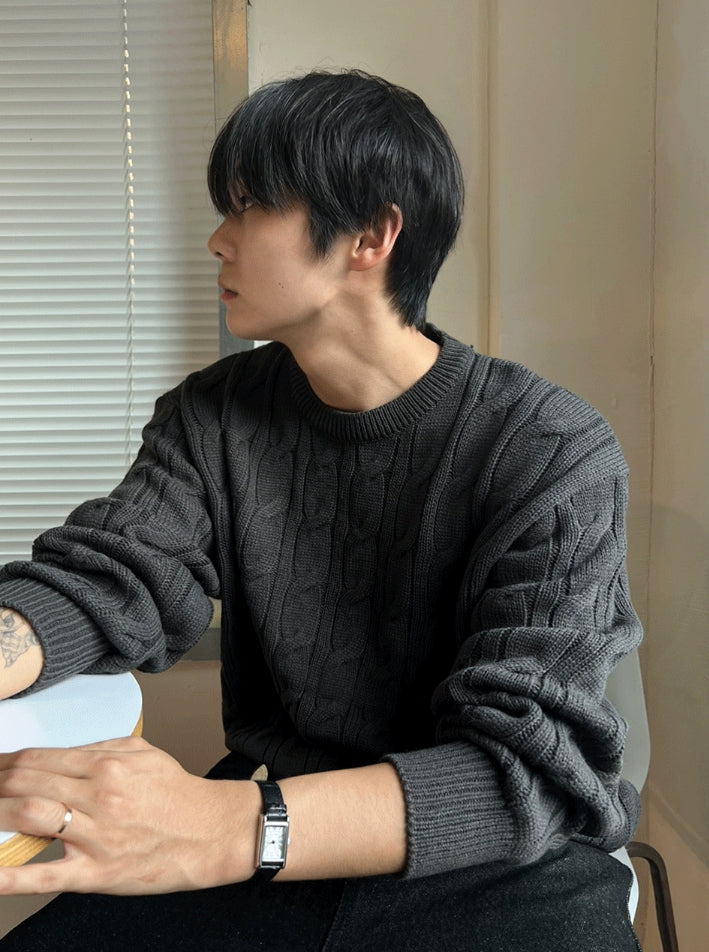【COSYHARU】Cable Cosyharu Semi-over Knit COSYHARU (コシハル) -ケーブルコシハルセミオーバーニット