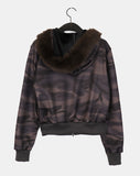 [Brushed Lining] Racquel Camo Military Fur Two-Way Hood Zip-Up