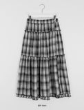 Tonbo Banding Check Frill Tiered Long Skirt