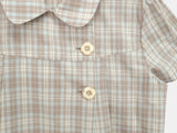 [MADE] Yuwa Round Collar Check Short Sleeve Blouse