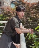 Minimal One-Pocket Roll-Up Short-Sleeve Shirt