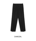 Mauve Wool Half-Banding Wide Slacks