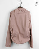 Pebble Shirring String Windbreaker Long Sleeve Hood T-shirt