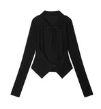 [mnem] Cowl Bustier Shirt Set