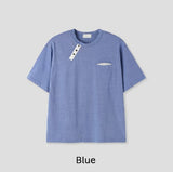 Philo Diagonal Henley Neck Short Sleeve T-shirt