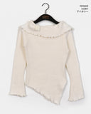 Neon Rose Corsage Wave Off-shoulder Knit