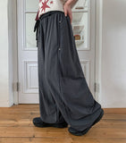[BAONHAUS] Genbibeu Nylon Belted Wide-leg Pants