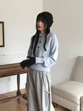 [Wool15] Hound Cable Duffle Button Hood Long Sleeve Knit