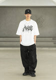 CURVED ONE TUCK PLEATS MESH TRACK PANTS