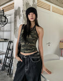 Military color matching line halter top