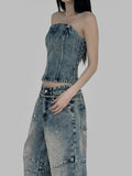 Ridi cut washed denim top